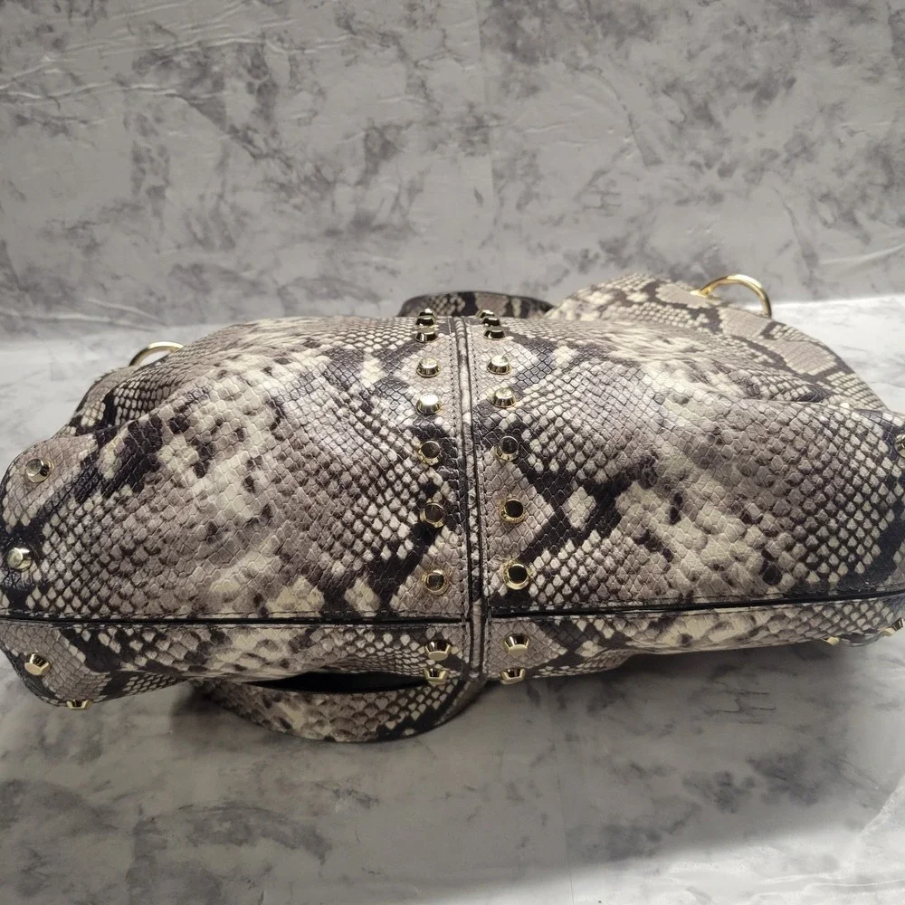 Michael Kors Gold Studded Large Hobo with Shoulder Strap Snake Skin‎ Print
